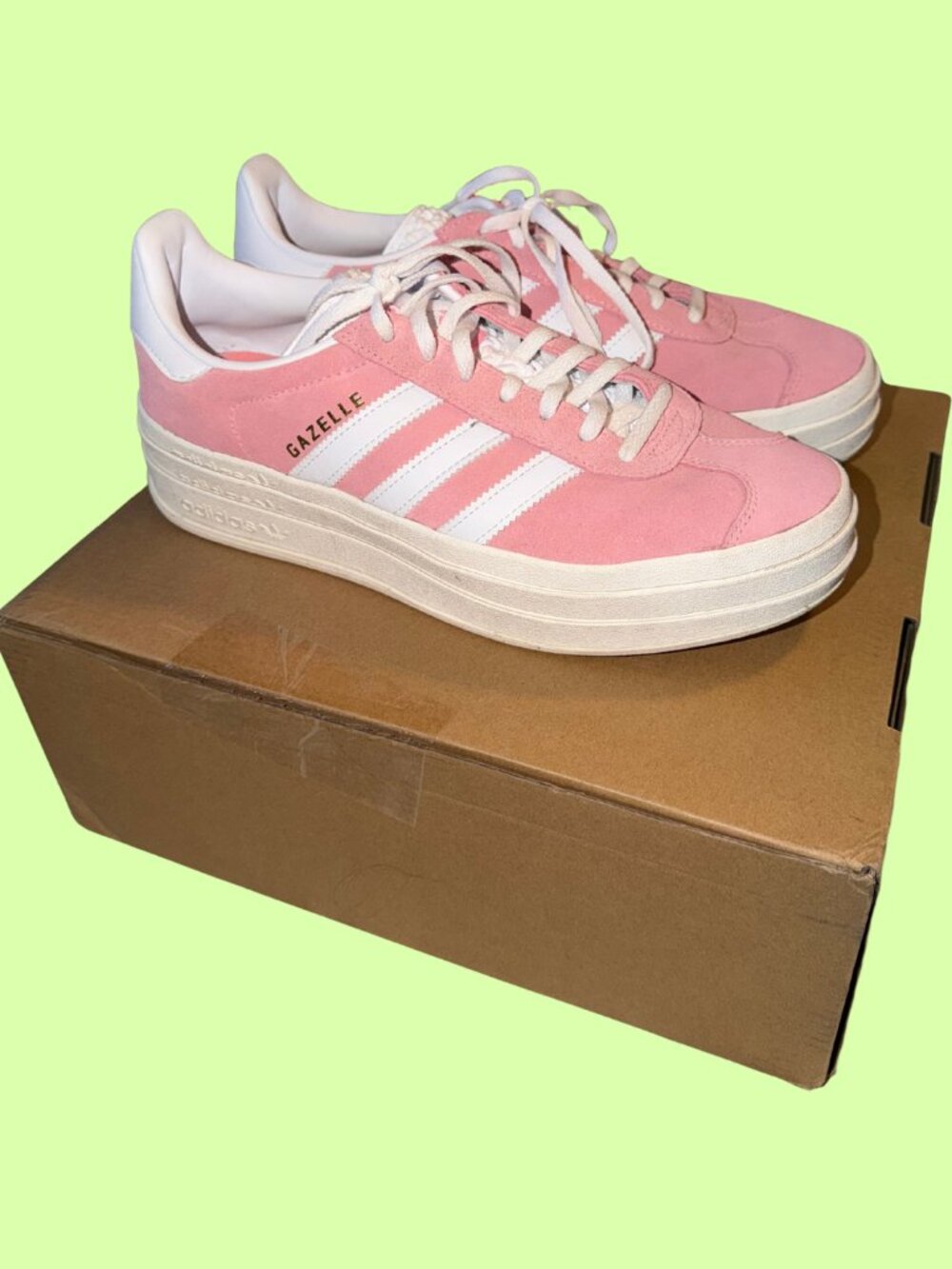 Pink & White Adidas Gazelle Platform Sneakers